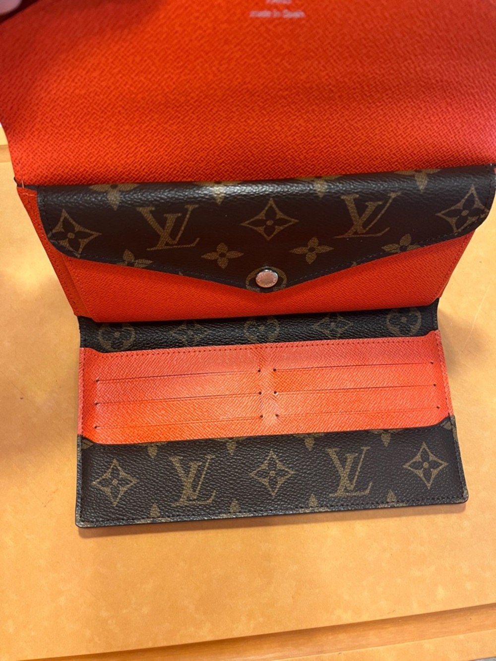 Louis Vuitton Monogram Canvas Wallet with Orange Epi Leather Flap - Picture 7 of 11